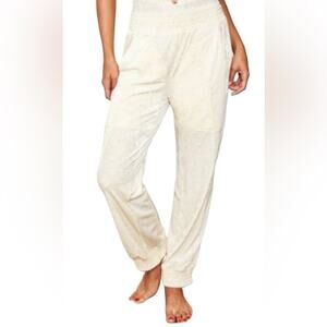 We Are HAH 1 Track Mind Crushed Velvet Ivory Jogger Pants Size Medium NWT